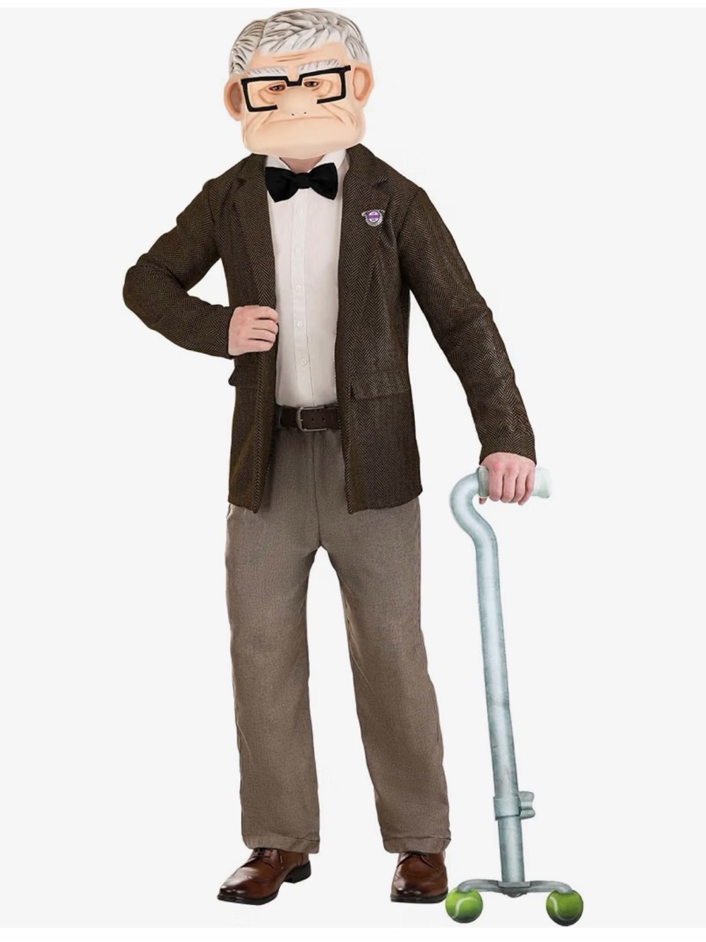 Disney Pixar Up Carl Fredricksen Adult Costume Bundle Size L Mask Wig Glasses